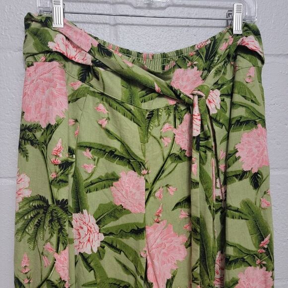 Linen Summer Boho Festival Wide Leg Tropical Floral Pants - Picture 4 of 11
